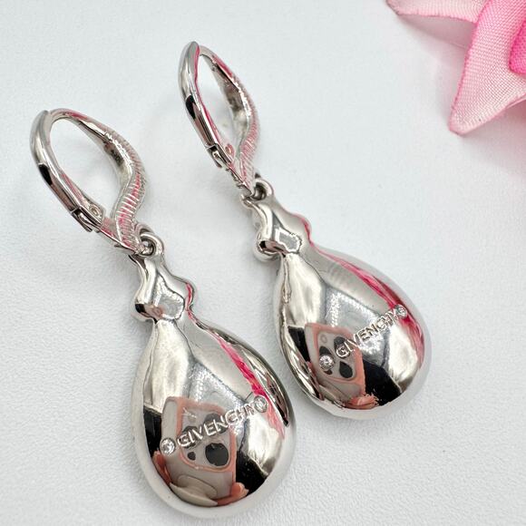 Givenchy Seafoam Green Teardrop Crystal Drop Earrings Special Occasion Wedding - Picture 6 of 7